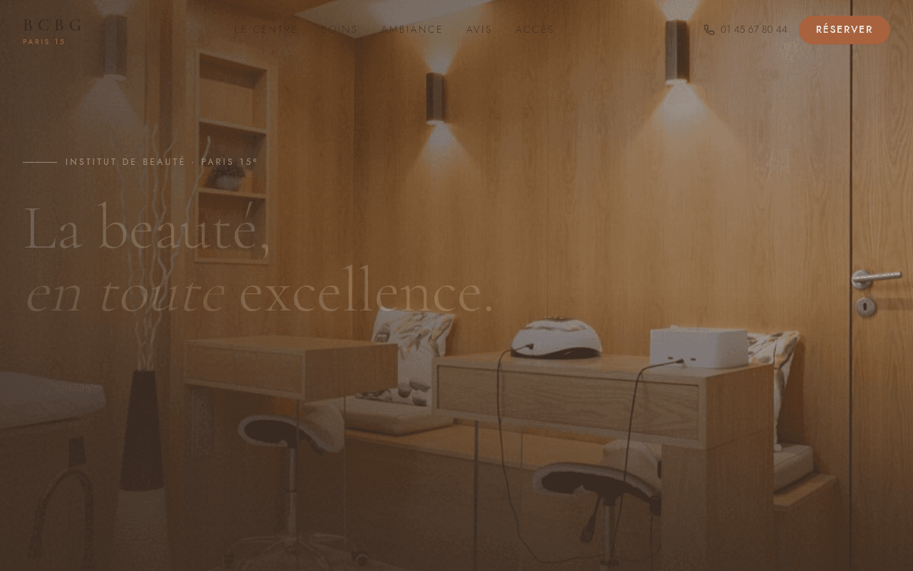 Site internet réalisé pour BCBG Institut, institut de beauté à Paris 15e