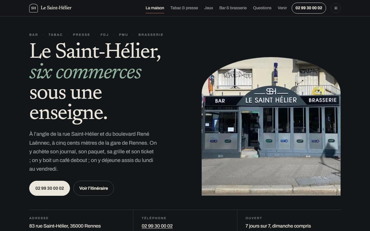 Site internet conçu pour Bar Tabac Le Saint-Hélier, commerce de proximité à Rennes