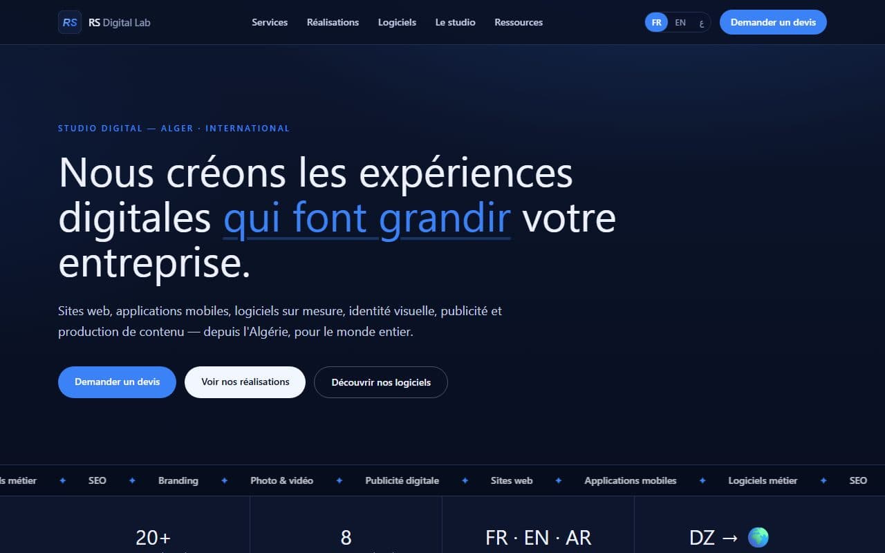 Site internet réalisé pour RS Digital v1, portfolio à Paris