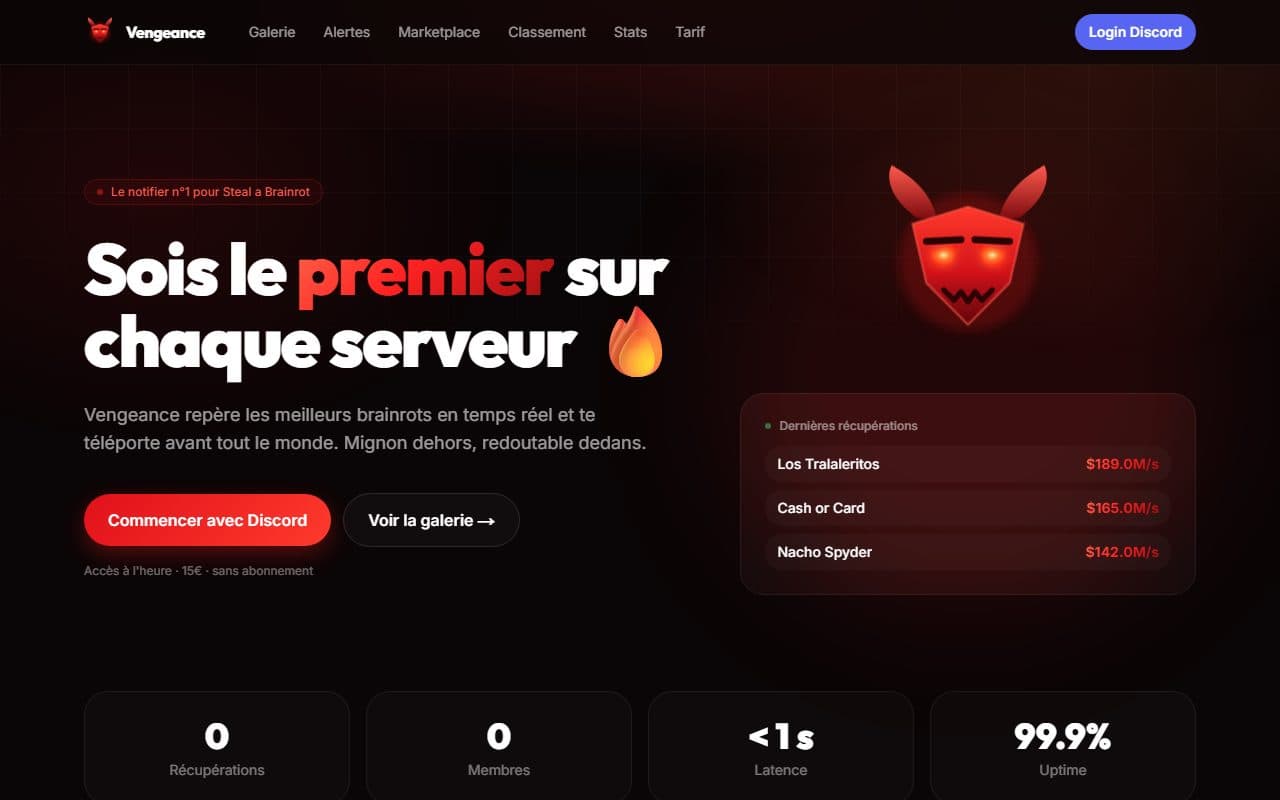 Site internet réalisé pour Vengeance, projet créatif à France