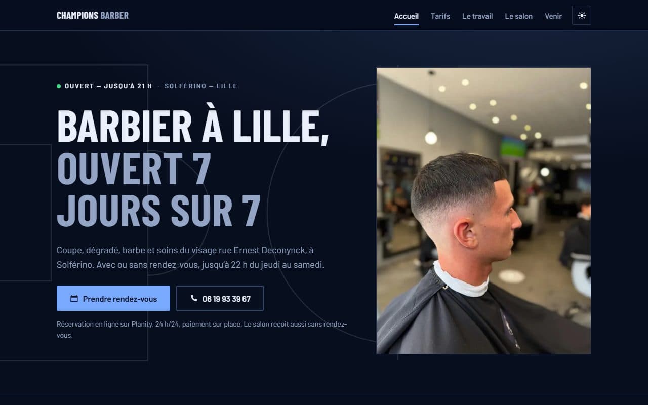 Site en ligne à Lille : Champions Barber