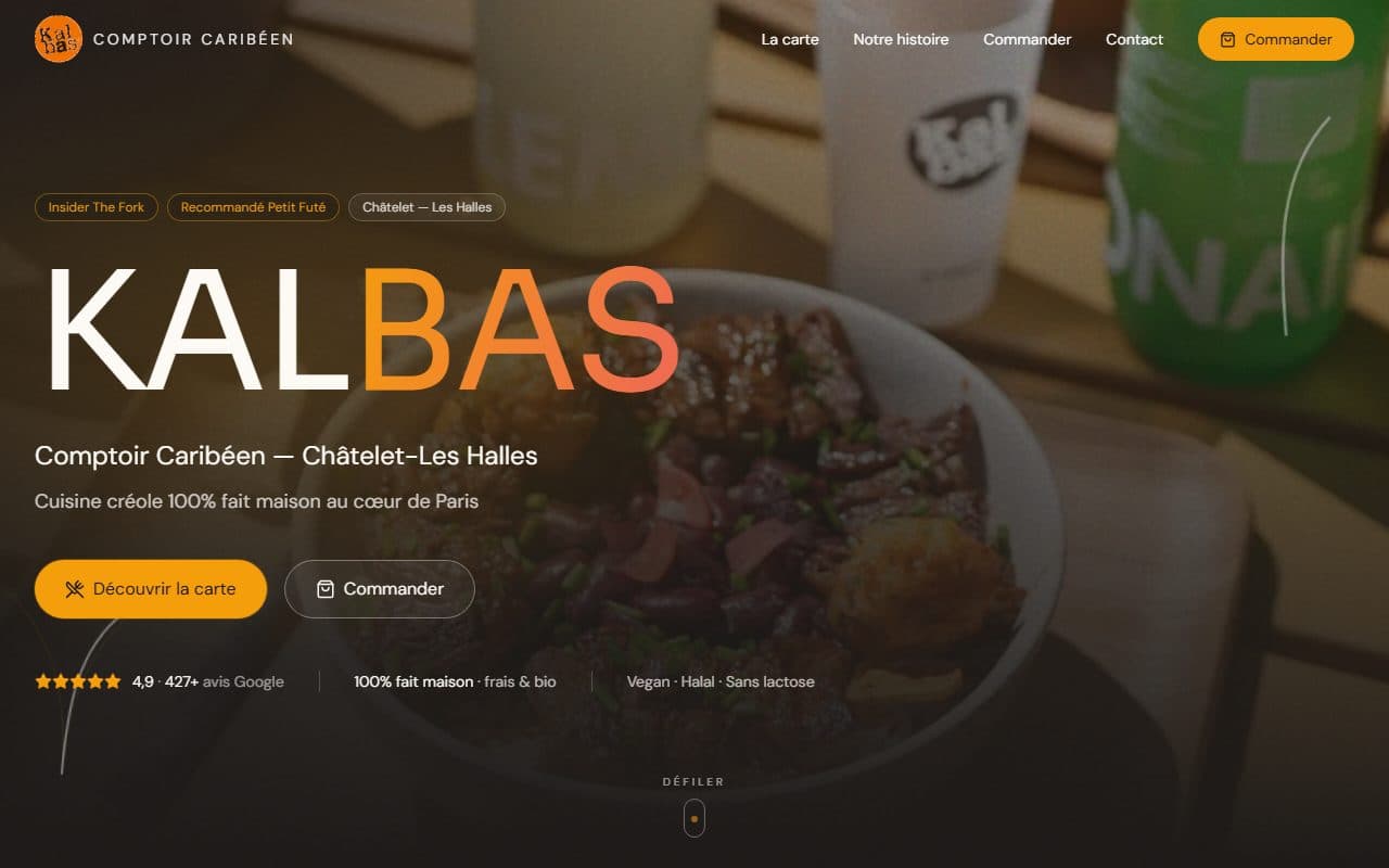 Site internet réalisé pour Kalbas Paris, restaurant à Paris