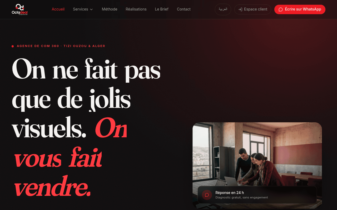 Site internet réalisé pour Octadeal, plateforme à France