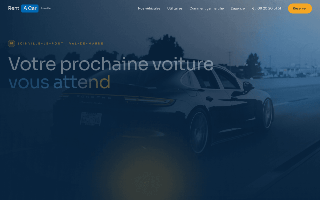 Site internet réalisé pour Rent A Car Joinville, location de véhicules à Joinville-le-Pont