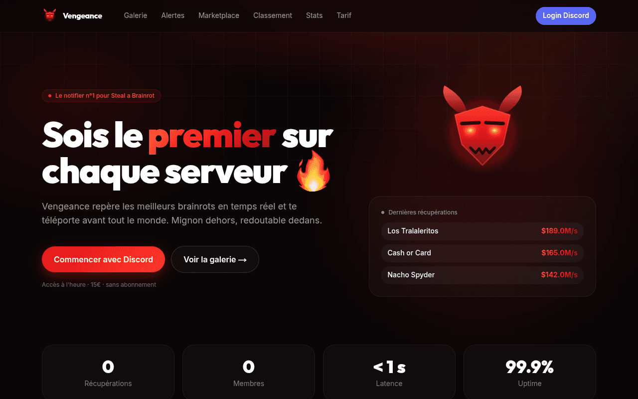 Site internet réalisé pour Vengeance, projet créatif à France